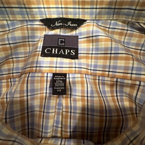 Men's Chaps Plaid Long Sleeve Button Down Dress Shirt - 17 1/2" - Picture 5 of 7